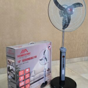 HOME SONIC 18” Rechargeable Fan + LED Light (MET – 8160L)