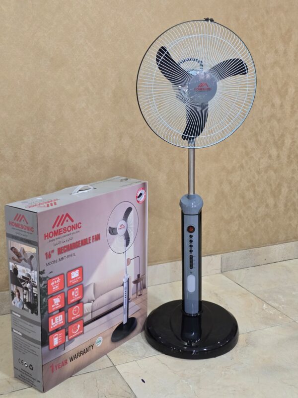 HOME SONIC 16” Rechargeable Fan + LED Light (MET – 8161L)