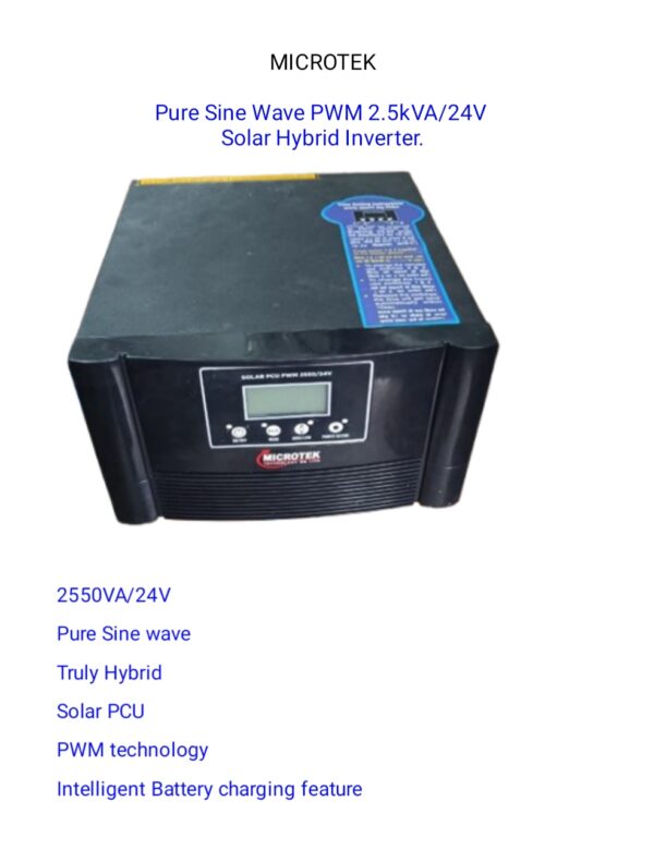 MICROTEK PURE SINE WAVE PWM 2.5kVA/24V HYBRID SOLAR INVERTER