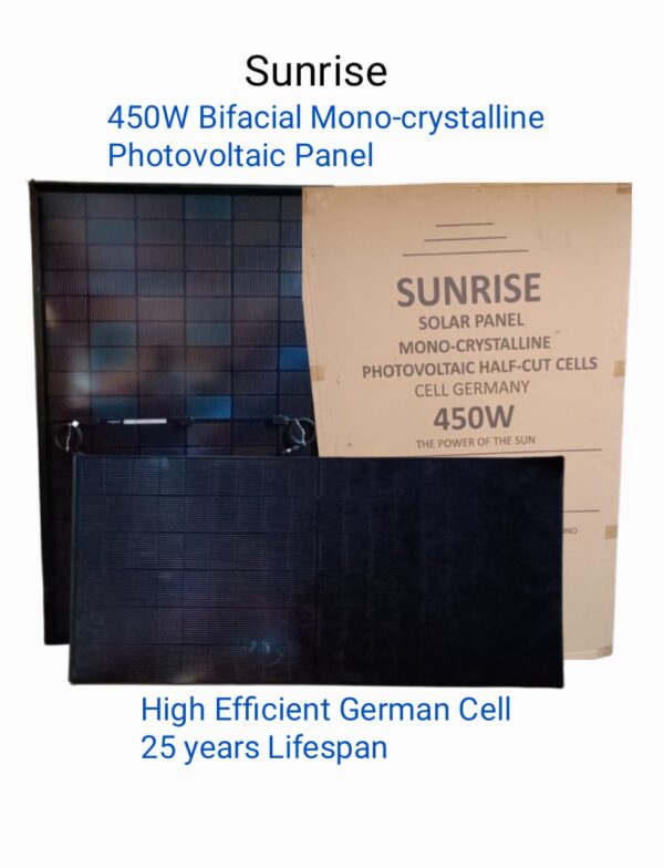 SUNRISE MONOCRYSTALLINE BIFACIAL 450W SOLAR PANEL