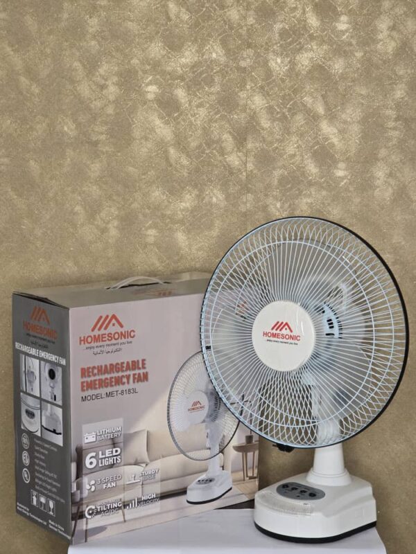 HOMESONIC RECHARGEABLE EMERGENCY FAN (MET-8183L)