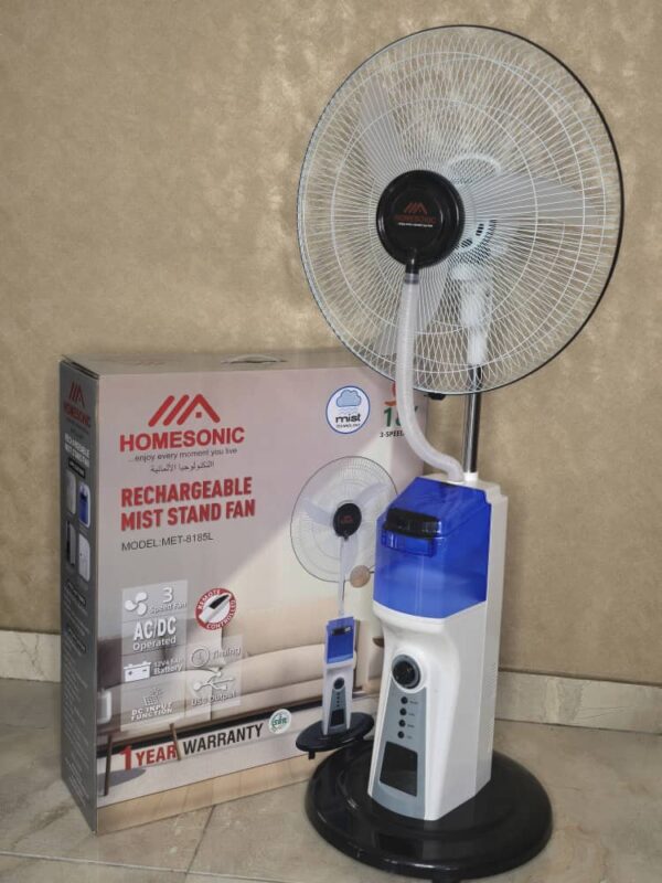 HOMESONIC RECHARGEABLE MIST STAND FAN (MET- 8185L)