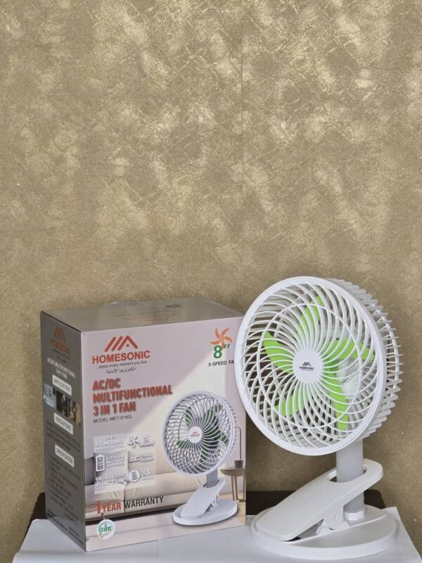 HOMESONIC AC/DC MULTIFUNCTIONAL 3 IN 1 FAN (MET – 8180L)